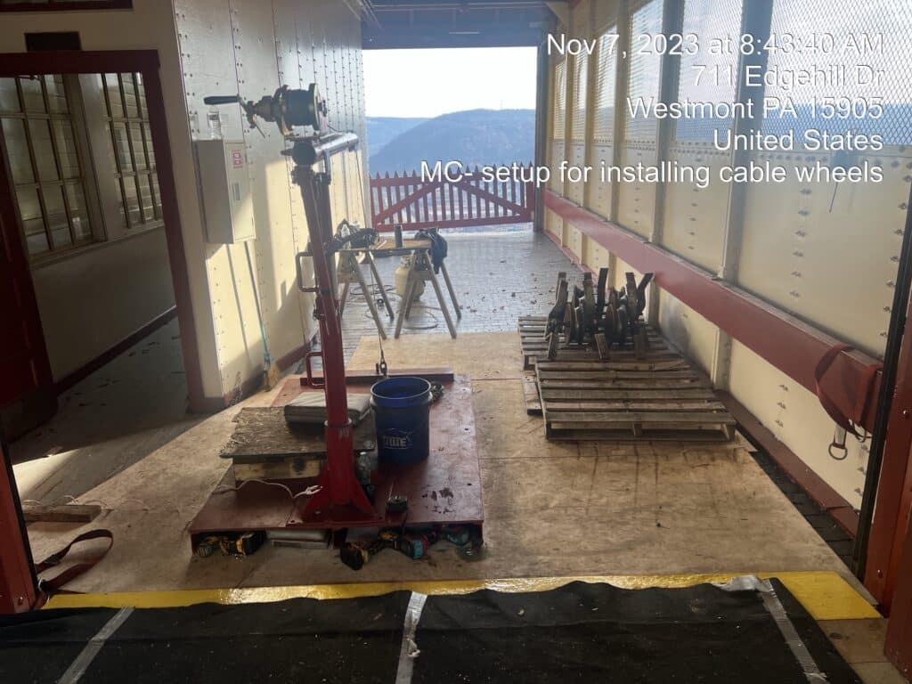 MC- setup for installing cable wheels