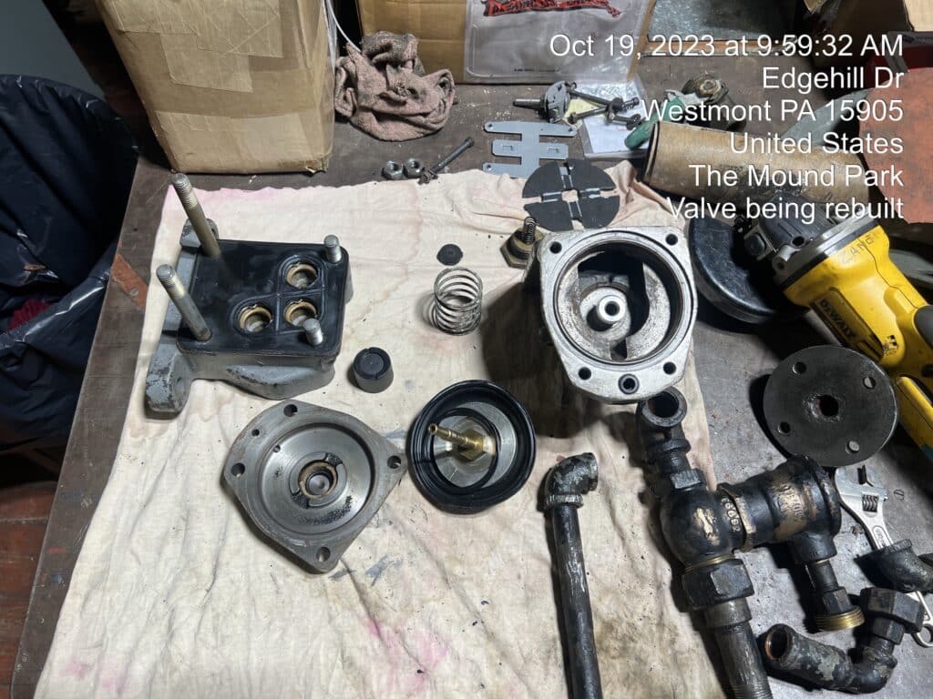 Valve being rebuilt